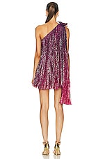 Raisa Vanessa One Shoulder Mini Dress in Fuchsia, view 4, click to view large image.