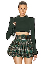 Raisa Vanessa Long Sleeve Crop Top in Green, view 1, click to view large image.
