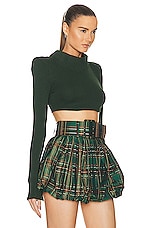Raisa Vanessa Long Sleeve Crop Top in Green, view 2, click to view large image.