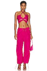 Raisa Vanessa Low Waist Faille Baggy Pant in Pink, view 4, click to view large image.