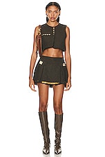 Raisa Vanessa Pleated Mini Skirt in Khaki, view 4, click to view large image.