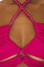 Raisa Vanessa Faille Crossed Top in Pink, view 5, click to view large image.