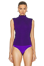 Raisa Vanessa High Neck Bodysuit in Purple, view 2, click to view large image.