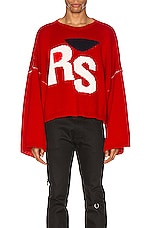 Raf Simons Cropped Oversized RS Sweater in Red | FWRD