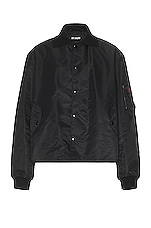 Raf Simons Long Sleeved Polo Bomber in Black, view 1, click to view large image.