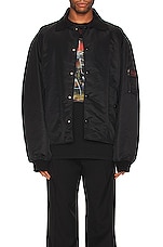 Raf Simons Long Sleeved Polo Bomber in Black, view 5, click to view large image.
