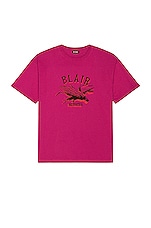 Raf Simons Big Fit T-Shirt Blair Nebraska in Fuchsia, view 1, click to view large image.