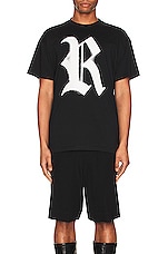 Raf Simons Big Fit T-shirt With R Print On Front in Black, view 3, click to view large image.