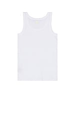 Raf Simons Tank Top With R Print And Leather Patch in White, view 2, click to view large image.