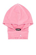 Raf Simons Neckpiece Hoodie in Pink & White, view 1, click to view large image.