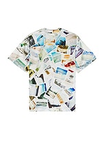 RTA Silk Print Short Sleeve Shirt in Photo Collage, view 2, click to view large image.