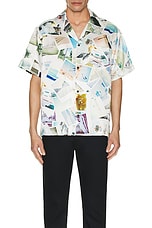 RTA Silk Print Short Sleeve Shirt in Photo Collage, view 4, click to view large image.