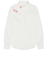 RTA Button Front Kisses Shirt in White, view 1, click to view large image.