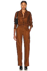 RTA Cargo Jumpsuit in Cognac, view 1, click to view large image.