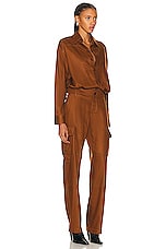 RTA Cargo Jumpsuit in Cognac, view 2, click to view large image.