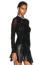 RTA Long Sleeve Sweater Top In Black Swirl in Black Swirl, view 2, click to view large image.