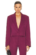 RTA Cropped Single Breasted Blazer in Boysenberry, view 1, click to view large image.