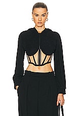 RTA Zip Up Corset Hoodie in Black | FWRD