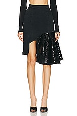 RTA Asymmetrical Skirt in Black Sequin, view 1, click to view large image.
