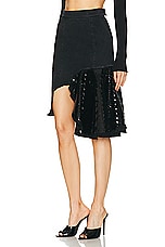 RTA Asymmetrical Skirt in Black Sequin, view 3, click to view large image.