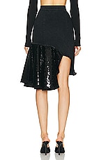 RTA Asymmetrical Skirt in Black Sequin, view 4, click to view large image.