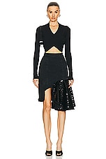 RTA Asymmetrical Skirt in Black Sequin, view 5, click to view large image.