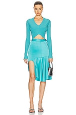 RTA Asymmetrical Skirt in Teal, view 5, click to view large image.