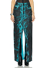 RTA Slit Denim Maxi Skirt in Ocean Night, view 1, click to view large image.