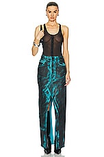 RTA Slit Denim Maxi Skirt in Ocean Night, view 4, click to view large image.