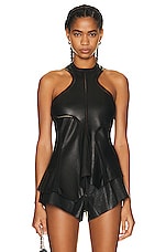 RTA Asymmetrical Halter Top in Black, view 1, click to view large image.