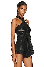 RTA Asymmetrical Halter Top in Black, view 2, click to view large image.