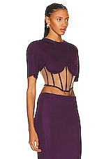 RTA Short Sleeve Corset Top in Grape, view 2, click to view large image.