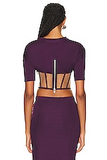 RTA Short Sleeve Corset Top in Grape, view 3, click to view large image.