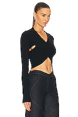 RTA Long Sleeve Cropped Knit Top in Black, view 2, click to view large image.