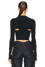 RTA Long Sleeve Cropped Knit Top in Black, view 3, click to view large image.