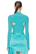 RTA Long Sleeve Cropped Knit Top in Teal, view 3, click to view large image.