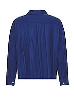 rice nine ten Pleated Zip Blouson in Blue, view 2, click to view large image.
