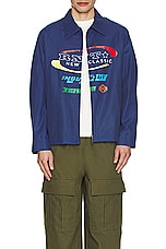 rice nine ten Pleated Zip Blouson in Blue, view 3, click to view large image.