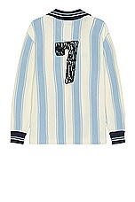 rice nine ten Knitting Long Sleeve Soccer Jersey in Light Blue, view 2, click to view large image.