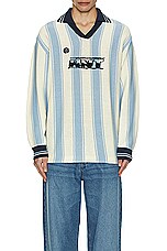 rice nine ten Knitting Long Sleeve Soccer Jersey in Light Blue, view 4, click to view large image.