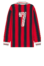 rice nine ten Knitting Long Sleeve Soccer Jersey in Red, view 2, click to view large image.