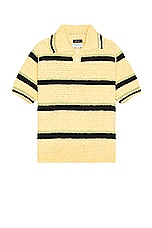 rice nine ten Crochet Hand Knit Polo Shirt in Yellow, view 1, click to view large image.
