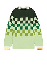 rice nine ten Knitting Checkered Soccer Jersey in Light Green, view 2, click to view large image.