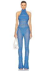 retrofete Kalena Jumpsuit in Tropical Blue, view 1, click to view large image.