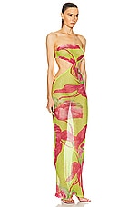 retrofete Fontelina Dress in Lime Anthurium, view 2, click to view large image.
