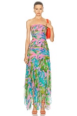 retrofete Teryn Silk Dress in Jade Tropical Leaf, view 1, click to view large image.