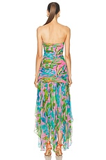 retrofete Teryn Silk Dress in Jade Tropical Leaf, view 3, click to view large image.