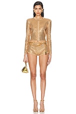 retrofete Tru Short in Gold & Metallic Nude, view 4, click to view large image.