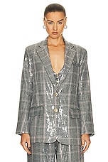 retrofete Enid Blazer in Grey Plaid, view 1, click to view large image.