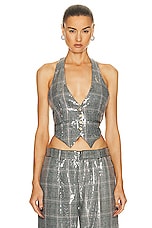 retrofete Haddy Vest in Grey Plaid, view 1, click to view large image.